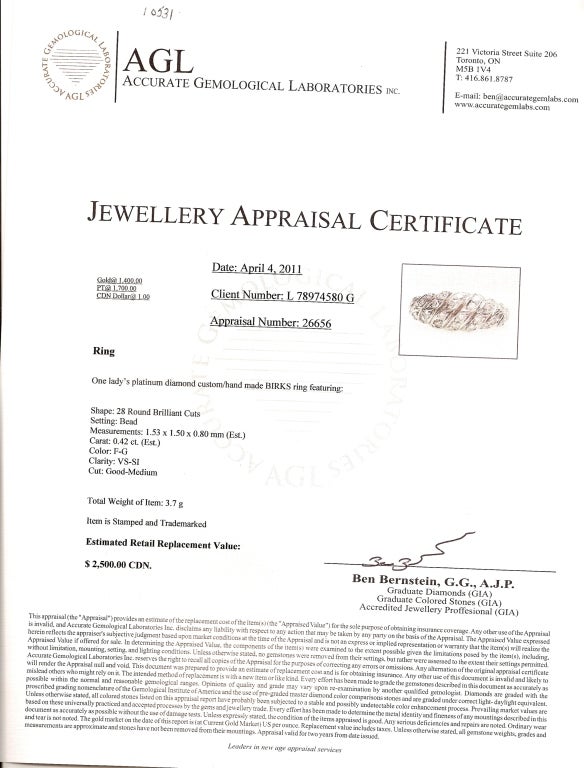 Birks Platinum and Diamond Ring For Sale 2