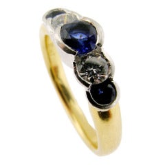 Vintage Birks Diamond and Sapphire Ring