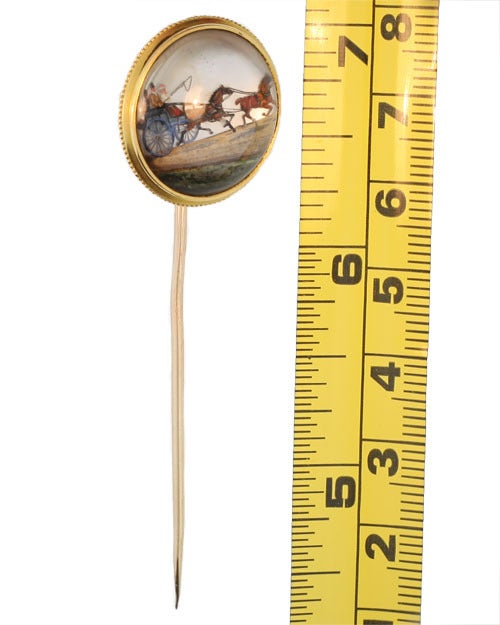 Women's or Men's Rare Tiffany Reverse Painted Stick Pin
