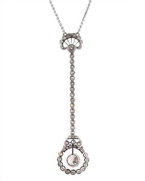 Art Nouveau Diamond Gold Pendant Necklace