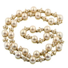 Retro Tiffany & Co. Diamond and Pearl Necklace