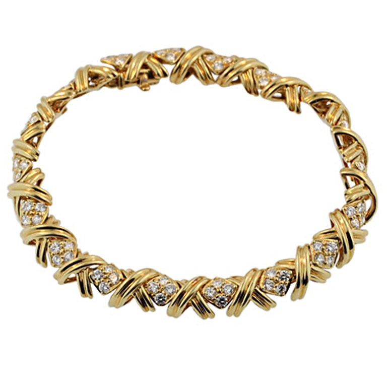 Classic Tiffany & Co. Diamond and Gold Bracelet For Sale
