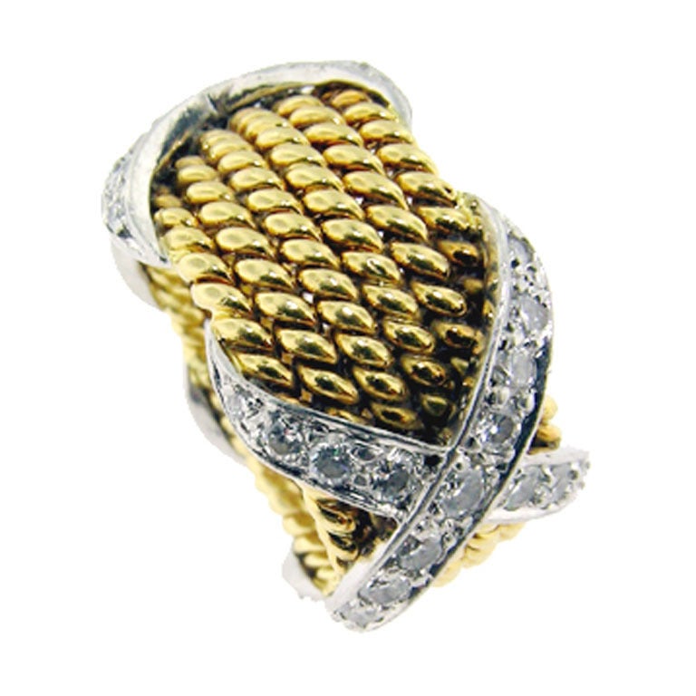 Classic Tiffany Jean Schlumberger 6 Rope "X" Ring For Sale