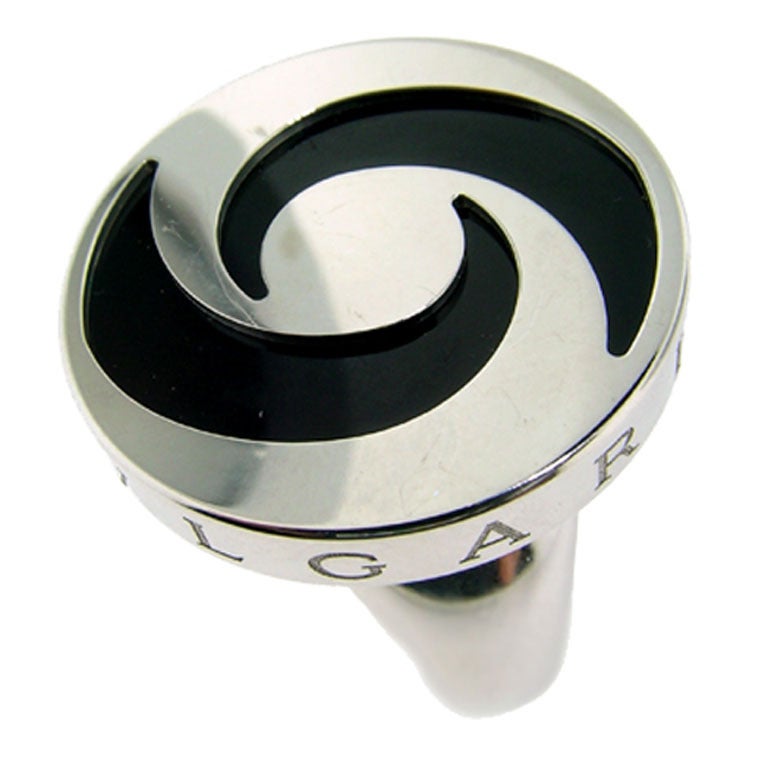 Bvlgari Optical Illusion Onyx and Gold Ring For Sale