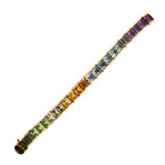 Vintage  Multi Gem Stone Rainbow Bracelet