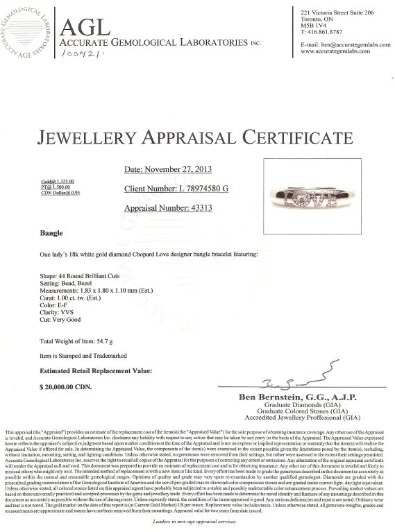 Women's Chopard Happy Diamond Love Bracelet For Sale