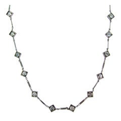 Vintage 34 Inch Platinum and Diamond Long Chain