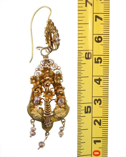 Victorian Ornate Antique Day & Night Earrings For Sale