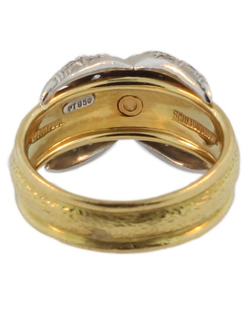 Jean Schlumberger for Tiffany & Co. X Diamond, Platinum and Gold Ring In Excellent Condition For Sale In Toronto, ON