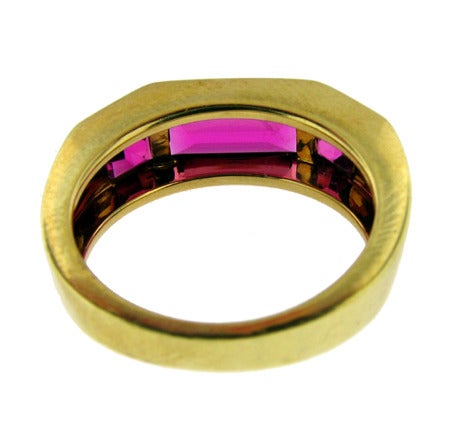 A signed Tiffany & Co. Paloma Picasso designed ring, set with square cut intensely pink rubelite.