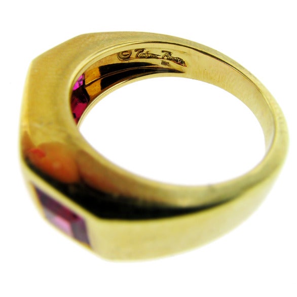 Paloma Picasso for Tiffany & Co. Rubelite Yellow Gold Ring. In Excellent Condition For Sale In Toronto, ON
