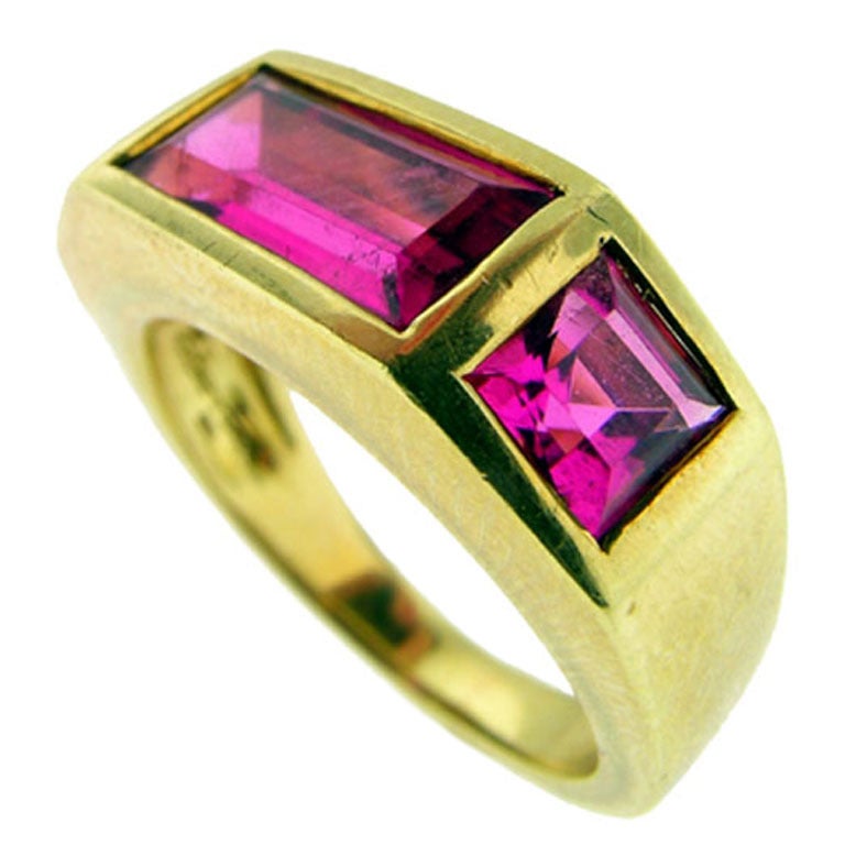 Paloma Picasso for Tiffany & Co. Rubelite Yellow Gold Ring. For Sale