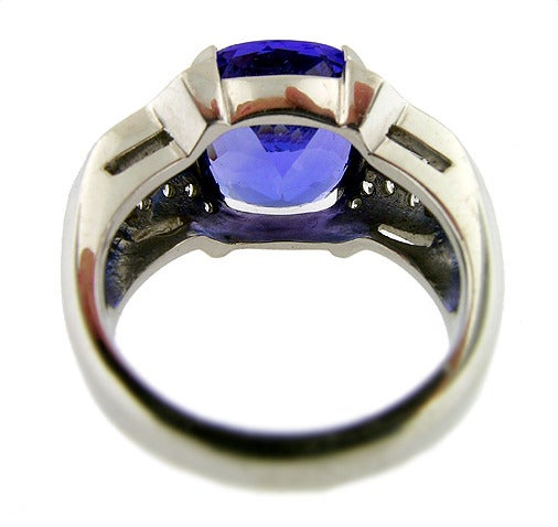 8.07 Cushion Tanzanite Set in Platinum