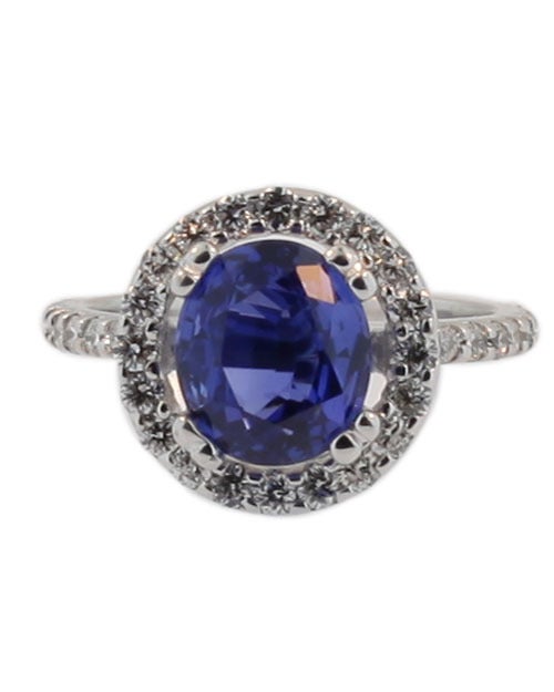 No Heat Sapphire and Diamond Ring