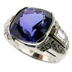 8.07 Cushion Tanzanite Set in Platinum