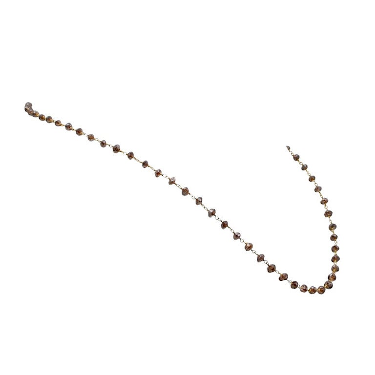 Champagne Brown Diamond Beads Gold Necklace