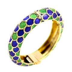 1950s Blue and Green Enamel Bangle by Martine