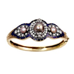 1940s Tiffany & Co. Natural Saltwater Pearl & Diamond Cuff 8
