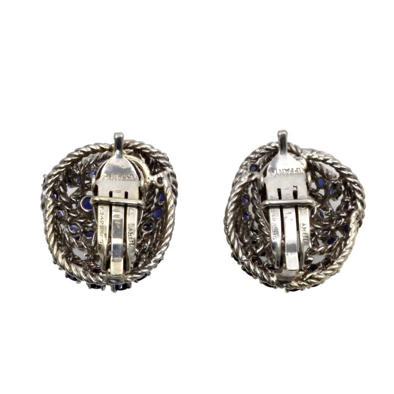 Tiffany & Co. Sapphire Diamond Earrings In Excellent Condition In New York, NY