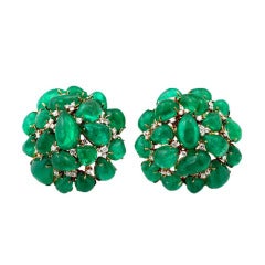 Colombian Emerald Cabochon Cluster Earrings 7
