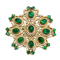 Emerald and Diamond Brooch