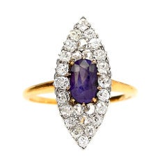 Purple Sapphire and Diamond Navette Ring 9