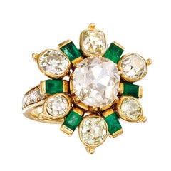 1940s Rene Boivin Emerald Diamond Ring