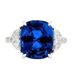 7.86 Carat Ceylon Blue Sapphire & Diamond Engagement Ring