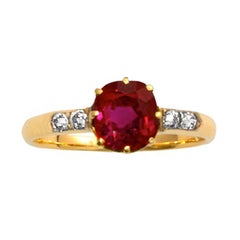 Old Russian 1.86 Carat Burma No Heat Ruby  Diamond Ring