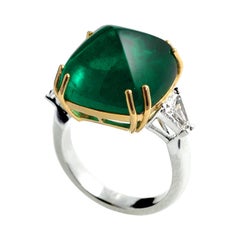 17.53 Carat Emerald Sugarloaf Diamond Engagement Ring