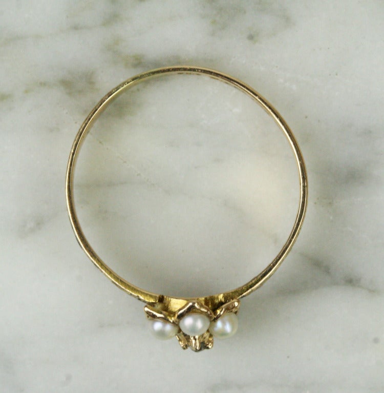 Georgian Diamond Pearl Cluster Gold Ring 1816 2