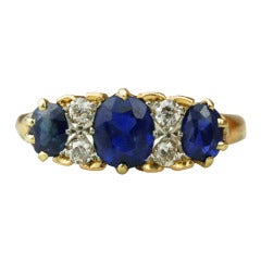Edwardian Gold Diamond & Sapphire Engagement Ring