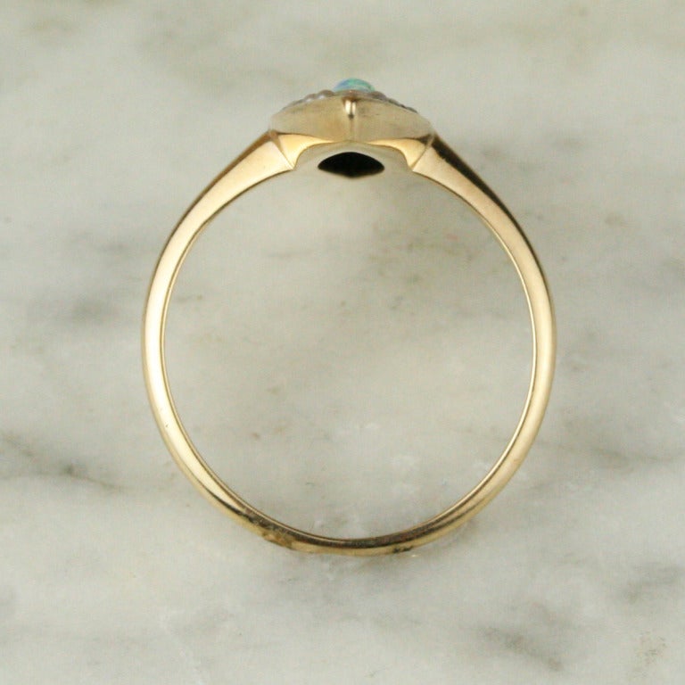 Women's Victorian Opal and Pearl Gold Navette Ring