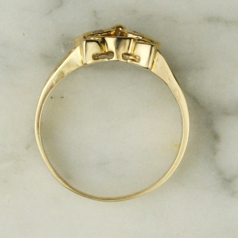 Whimsical Diamond and Gold Cat Ring 1