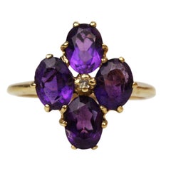 Vintage 1930s Amethyst, Diamond and Gold Ring