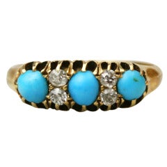 Victorian Turquoise, Diamond and Gold Ring