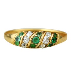 Victorian Diamond, Emerald and Gold Dome Ring