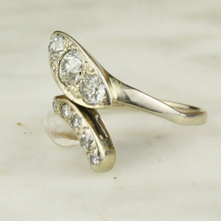 Victorian Diamond and White Gold Snake Ring For Sale 1
