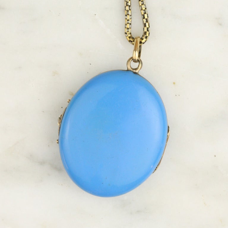 Victorian Enamel and Pearl Mourning Locket Necklace