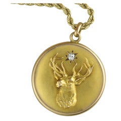 Victorian Diamond and Gold Stag Locket