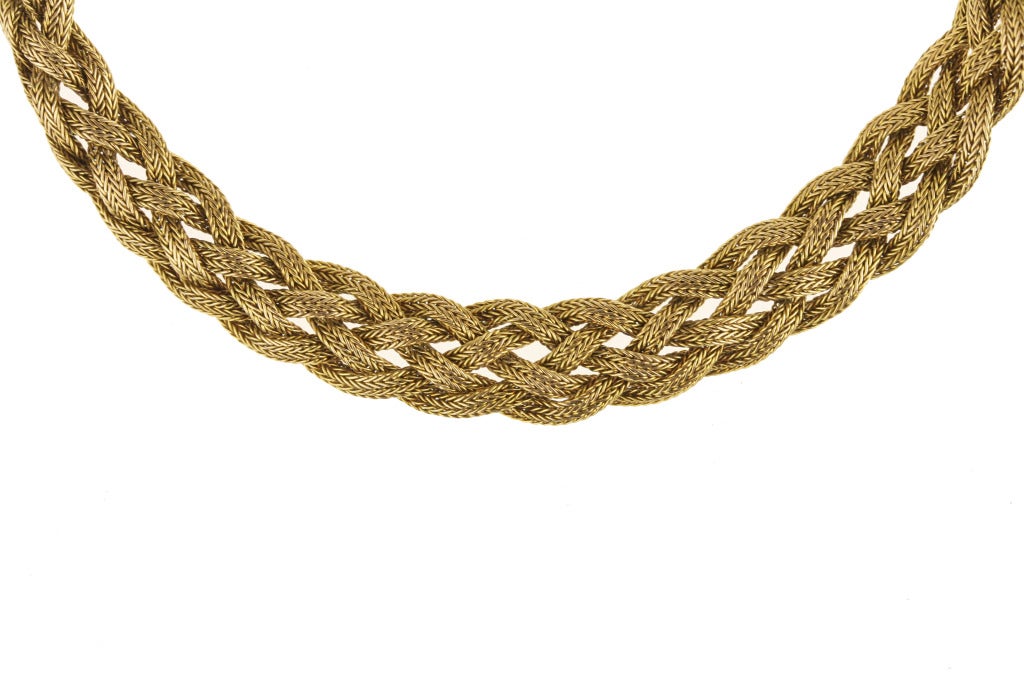 Victorian Braided Gold Chain Bracelet In Good Condition In Madison area, WI