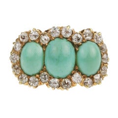 Victorian Turquoise Diamond Gold Ring