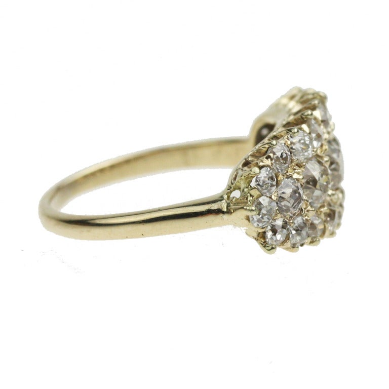 Victorian Diamond and Gold Halo Ring In Excellent Condition In Madison area, WI