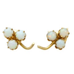 Antique Victorian Gold and Opal Shamrock Earrings