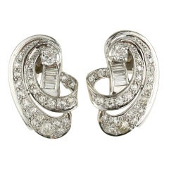Retro Diamond Platinum Gold Earrings