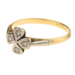 Art Deco Diamond Gold Platinum Clover Ring