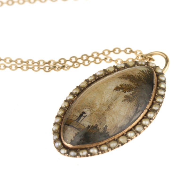 Georgian Pearl Gold Mourning Pendant