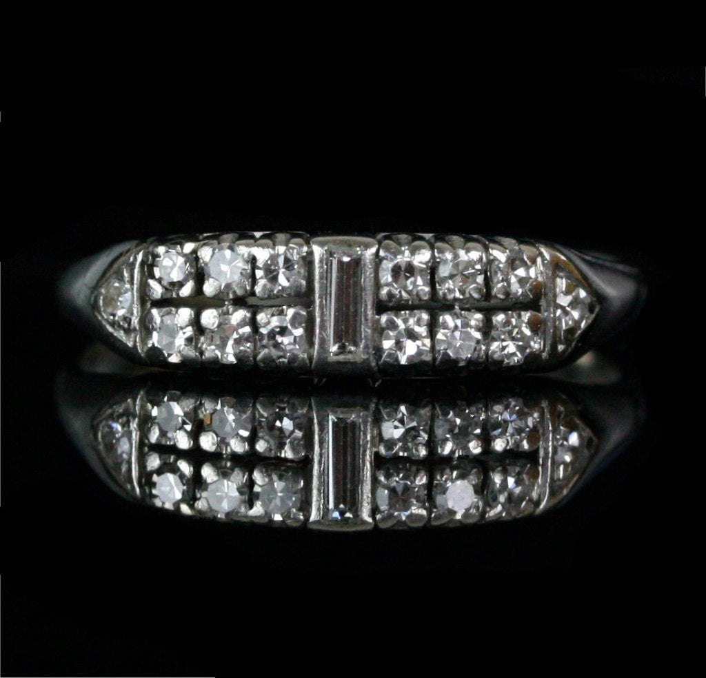 Art Deco Diamond White Gold Engagement Band
