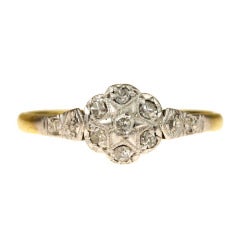 Antique Edwardian Diamond, Gold and Platinum Cluster Ring