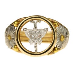 Diamond, Gold and Platinum Butterfly Ring
